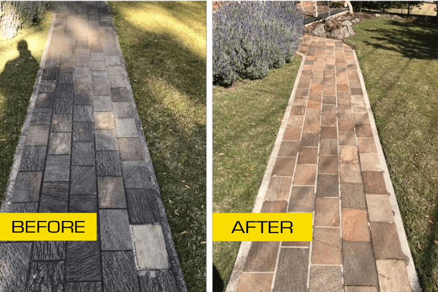 Before and after pathway clean