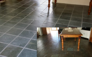 Slate cleaning and grout living area