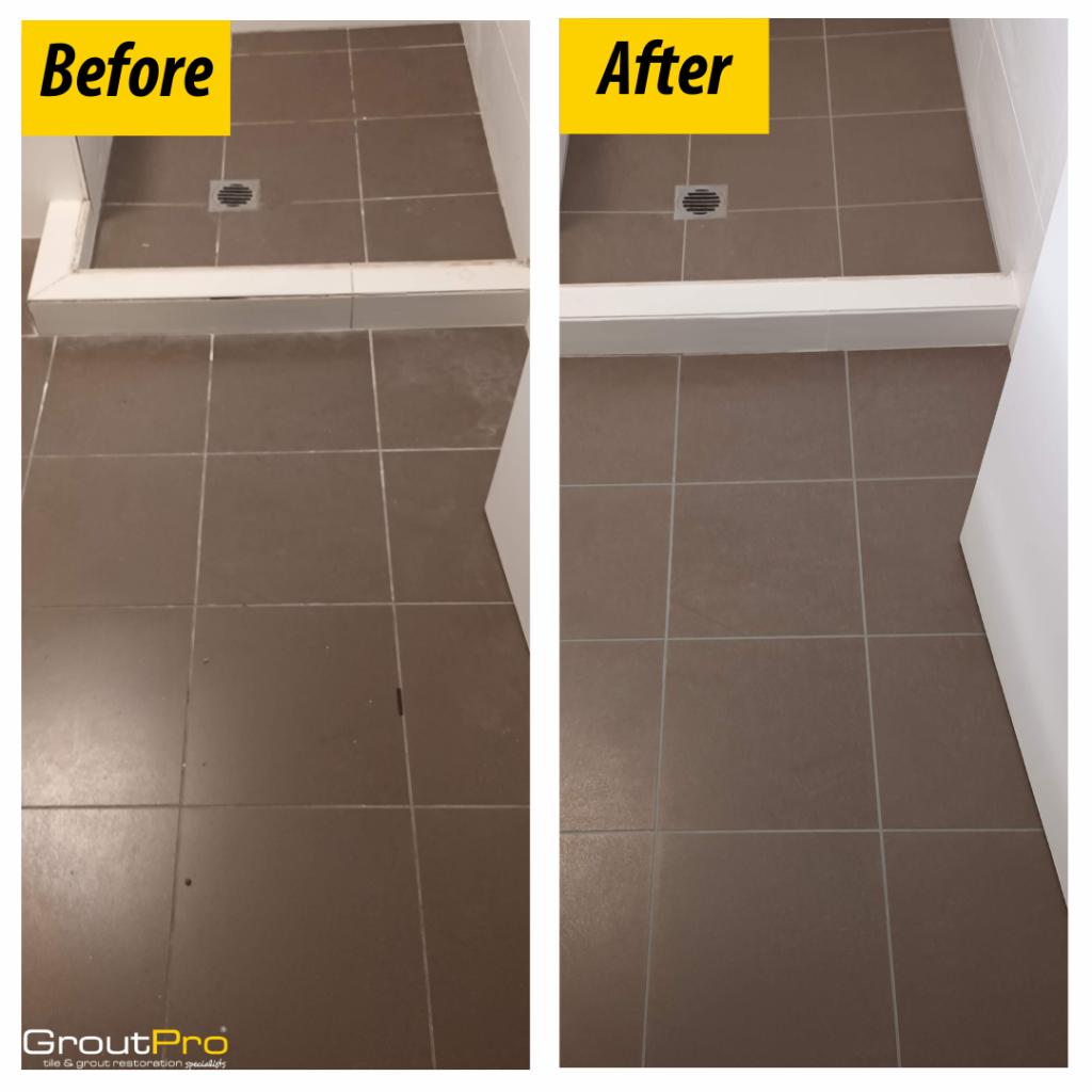 GroutPro Re-grout of shower base, shower walls, and bathroom floor